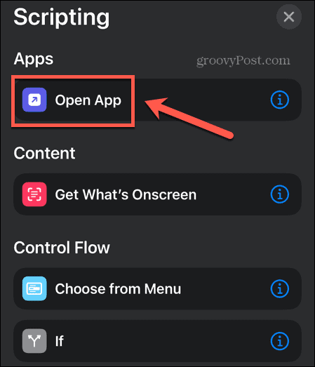 atalhos do iphone abrir app
