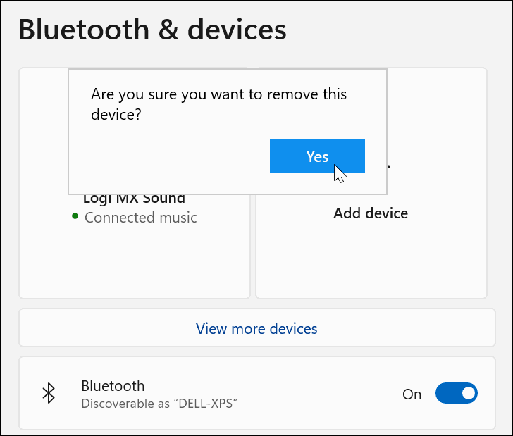 Verifique a remoção do dispositivo Bluetooth