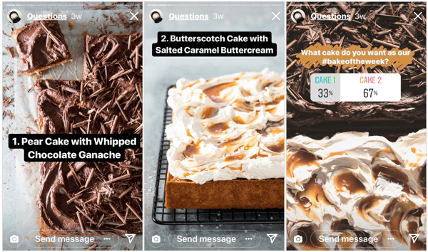 A revista de alimentos Bake From Scratch deu aos seus seguidores do Instagram o controle de sua programação de conteúdo com esta rápida enquete.
