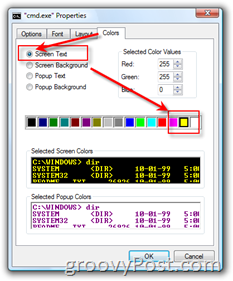 Personalizar tamanho e cor na janela do prompt de comando do Windows