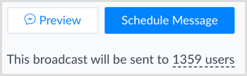 Clique no botão azul Agendar mensagem no ManyChat.