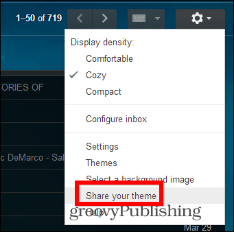 Os Temas personalizados do Gmail compartilham seu tema 2
