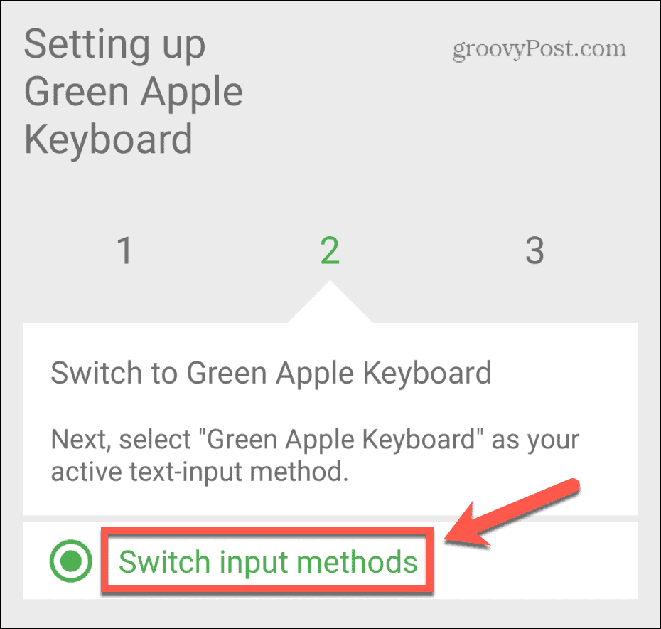 métodos de entrada de interruptor de teclado de maçã verde