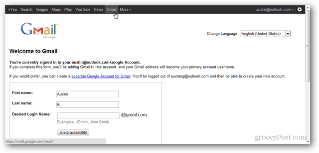 Como criar uma conta do Google sem usar o Gmail