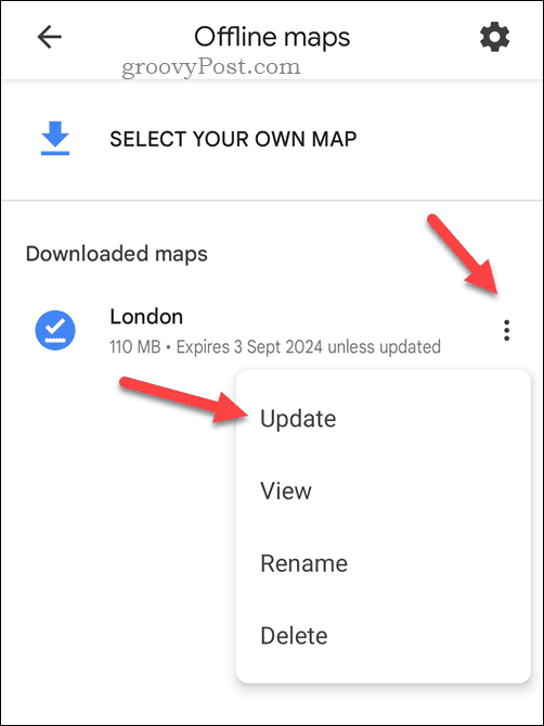 Atualizar um mapa off-line do Google Maps