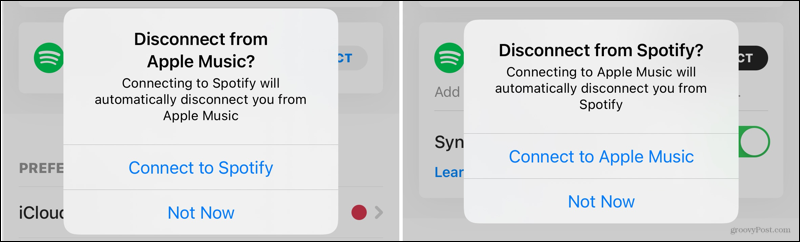 Desconecte o Apple Music e o Spotify