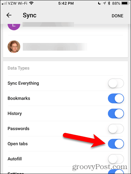 Ativar abas abertas no Chrome para iOS