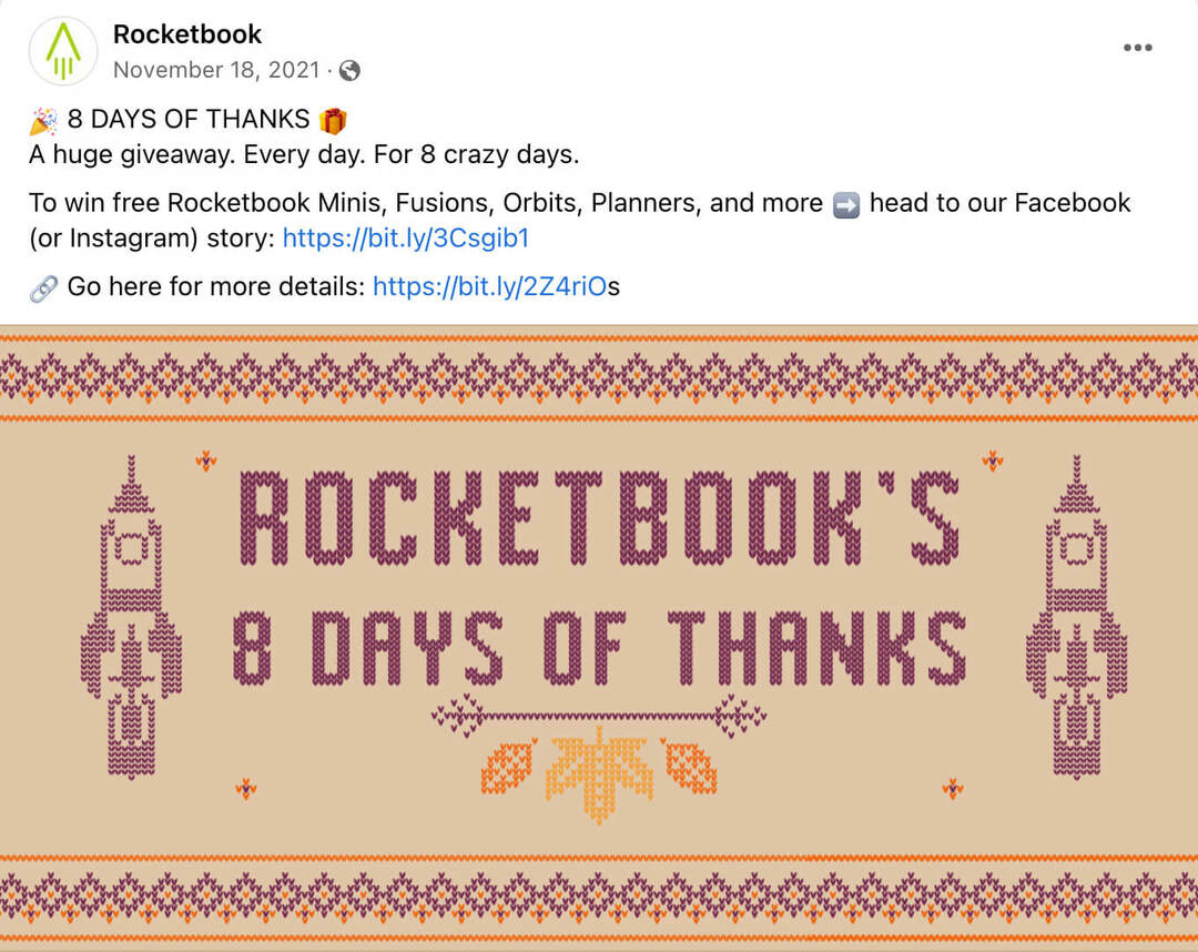 como-criar-momentum-com-uma-mídia-social-giveaway-sazonal-holiday-giveaways-and-contests-rocketbook-example-2