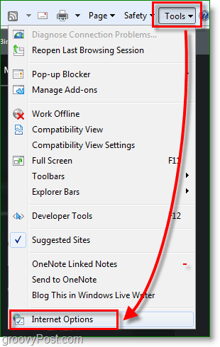 Internet Explorer 8 - selecione ferramentas> <noscript> <img style =