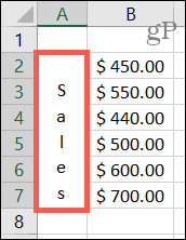 Texto vertical em Excel