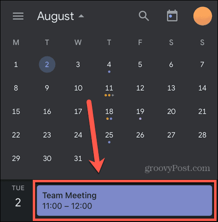 evento do calendário do google móvel