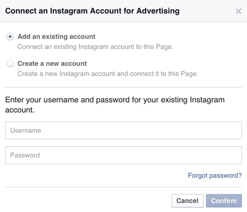 conectando conta do instagram ao facebook
