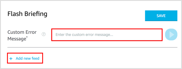 Adicione uma mensagem de erro personalizada para o feed de briefing do Alexa.