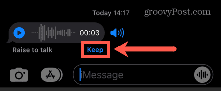 iphone mantém mensagem de áudio recebida