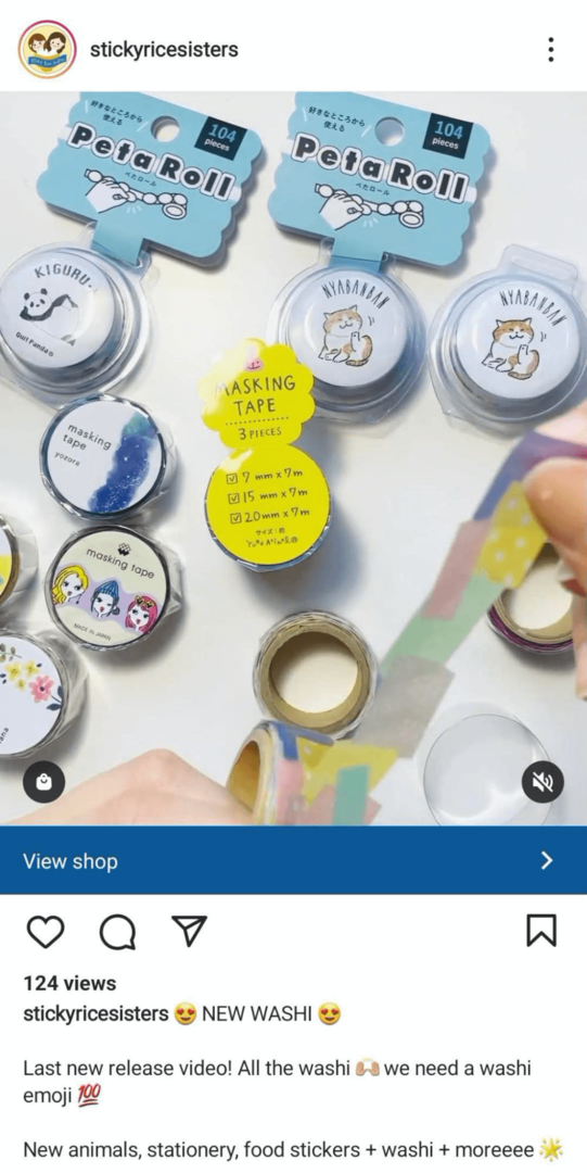 exemplo de vídeo do Instagram apresentando linha de produtos