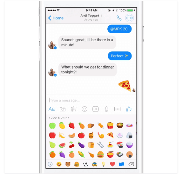 redimensionamento de emoji do Facebook Messenger