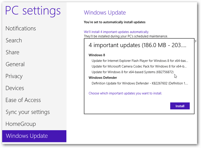 Principais atualizações do Windows 8