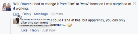 comentário no facebook sem reações