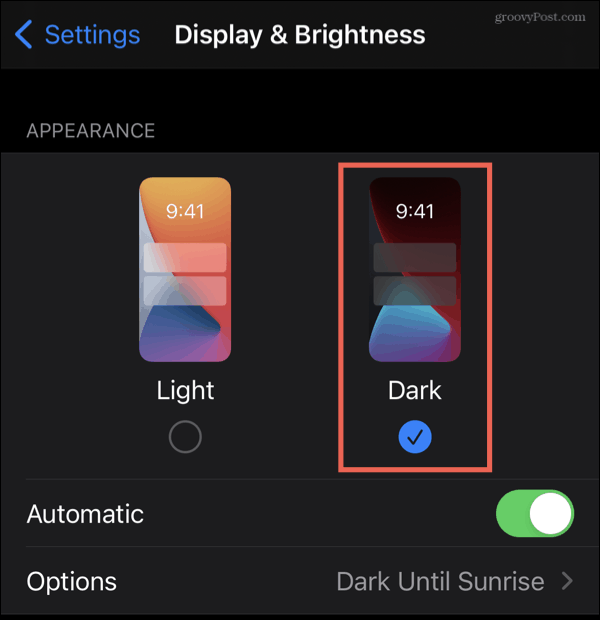 Ativar modo escuro no iPhone
