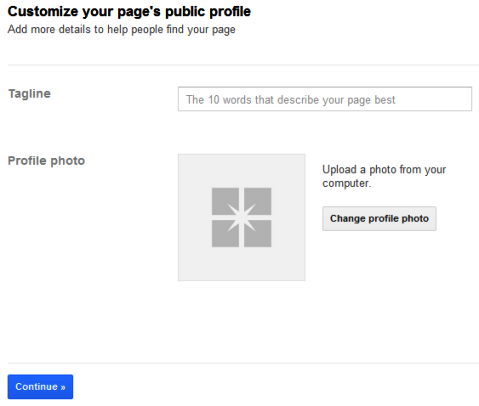 Páginas do Google+ - slogan e foto do perfil