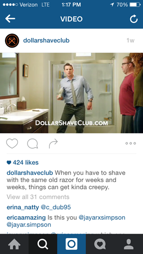 vídeo do instagram do clube de barbear do dólar