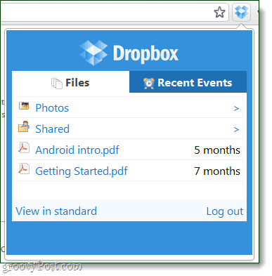 navegador de arquivos de extensão do dropbox