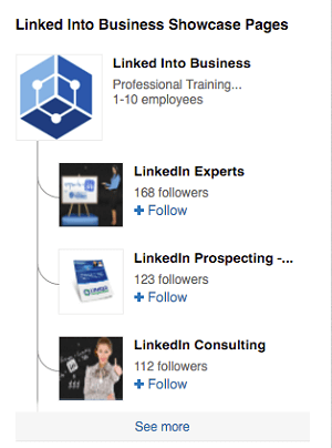 páginas de demonstração do LinkedIn para links para empresas