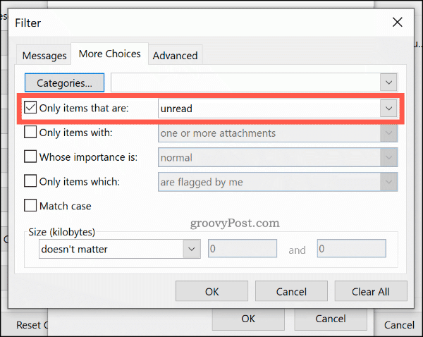 Formatação condicional por status de email no Outlook