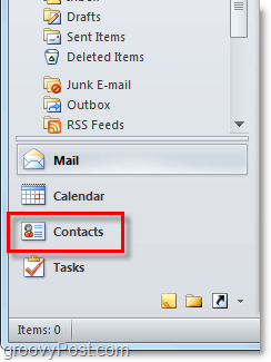Acesse a lista de contatos no Outlook 2010