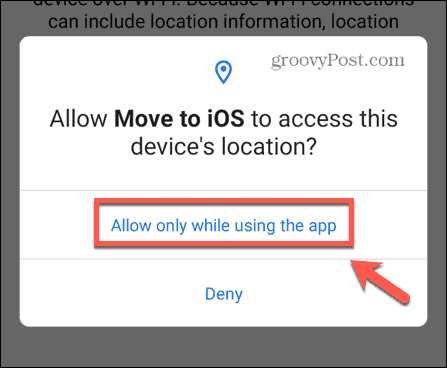mover para o aplicativo ios permitir a localização do dispositivo