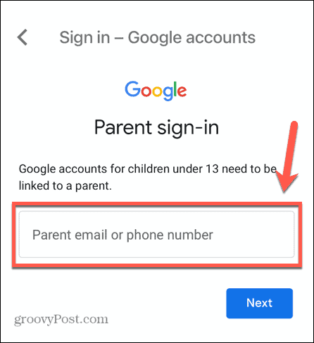 e-mail da conta infantil do gmail