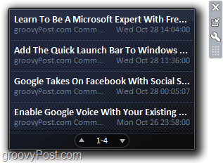 Feeds RSS sendo exibidos no Windows 7 usando o gadget de alimentação fácil