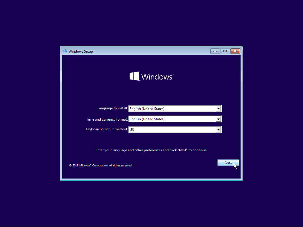 01 Instalação do idioma Instalação limpa do Windows 10