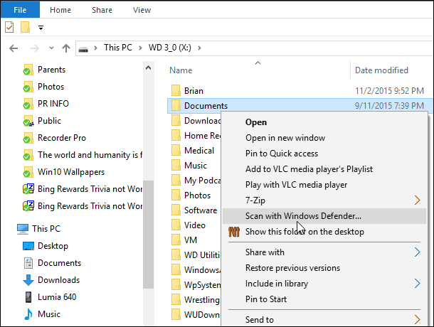 Verificar arquivos e pastas quanto a malware com o Windows 10 Defender