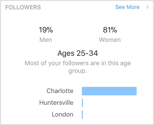 Dados demográficos de seguidores do Instagram Insights