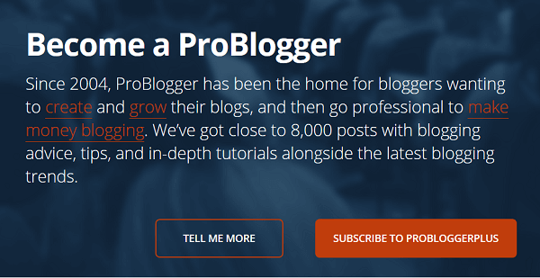 A página inicial do ProBlogger é diferente para novos visitantes do site.