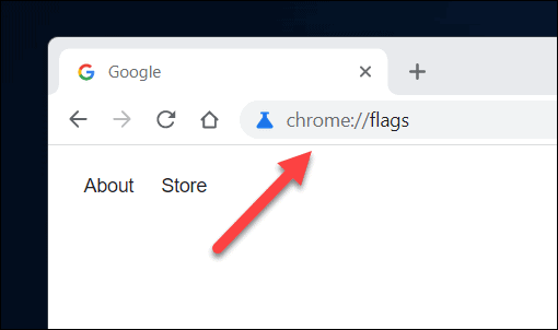 Acessando o menu Sinalizadores do Chrome