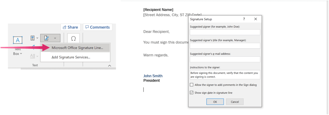 configuração de assinatura digital