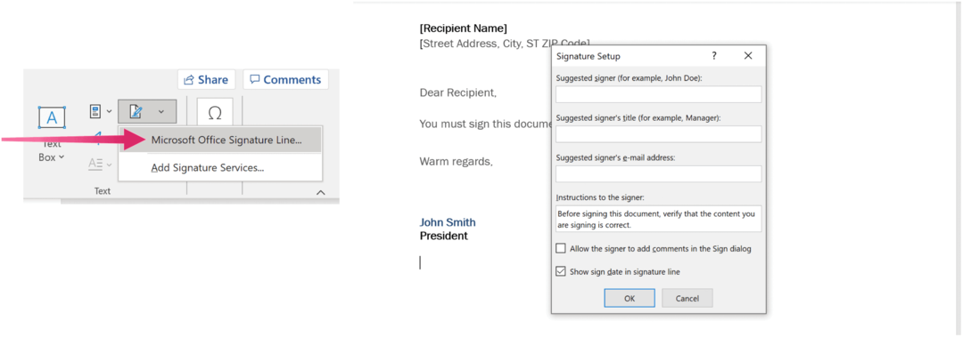 Como adicionar uma assinatura digital a um documento do Word