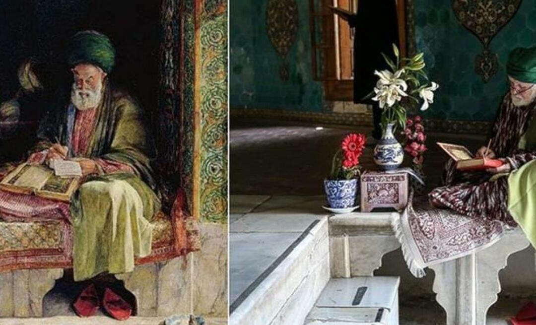 Neslihan Sağır Çetin fotografou a pintura desenhada pelo pintor britânico há 153 anos em Yeşil Türbe.