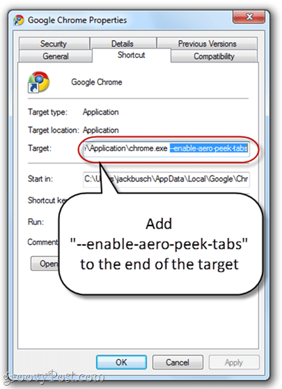 Ativar Aero Peek em todas as guias do Google Chrome