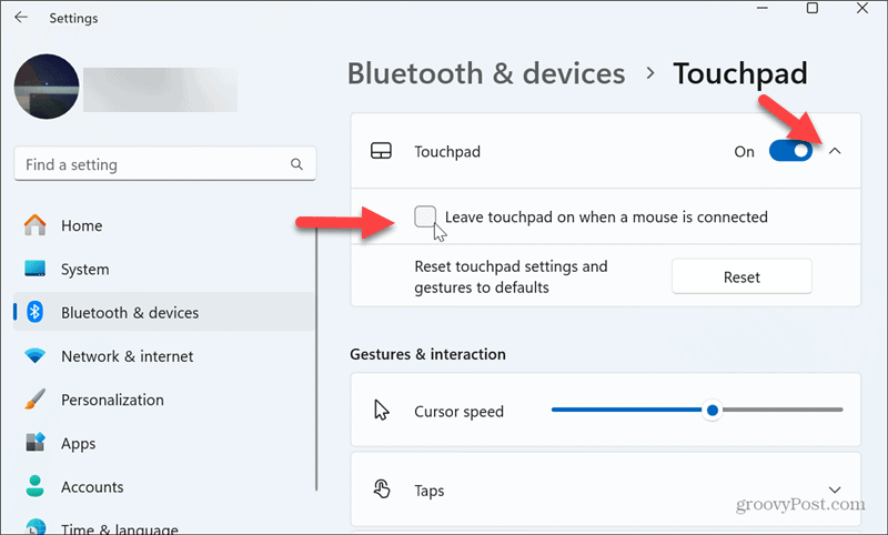 deixe o touchpad ligado quando um mouse estiver conectado