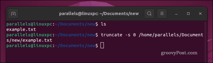 Esvaziando um arquivo Linux usando o comando truncate
