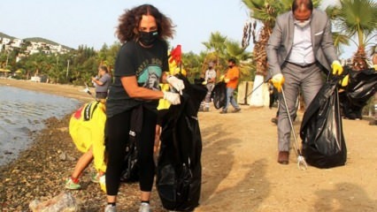 Sertab Erener se rebelou ao coletar lixo em Bodrum!