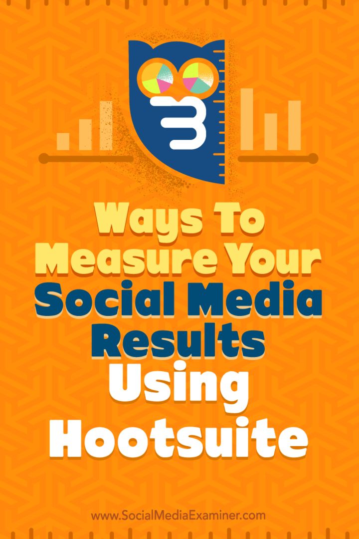 Dicas sobre três maneiras de medir os resultados de suas mídias sociais usando Hootsuite.