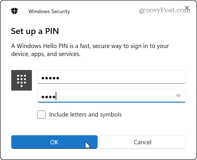 PIN para entrar no Windows 11