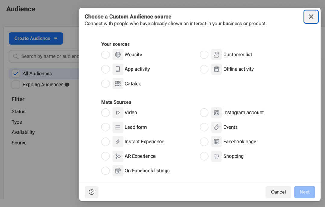 como-calcular-um-orçamento-de-anúncios-do-facebook-quando-os-números-não-adicionam-upp-escolha-audiência-personalizada-fonte-exemplo-2