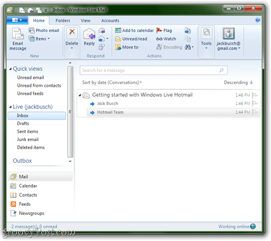 Iniciar o Windows Live Mail