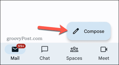 Botão de composição do Gmail no Android