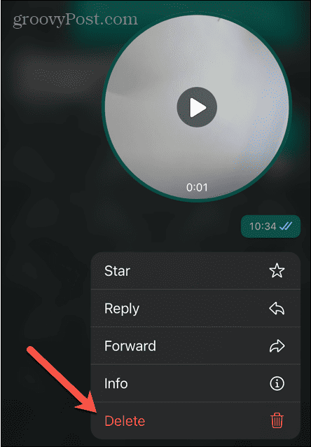 WhatsApp excluir mensagem de vídeo